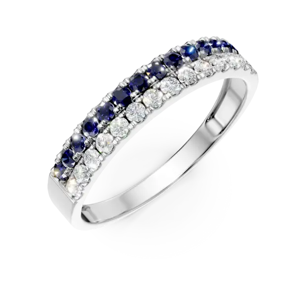 Inel semi eternity din aur alb cu safire de 0.33ct si diamante de 0.25ct