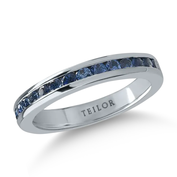 Inel semi eternity din aur alb cu safire de 0.83ct