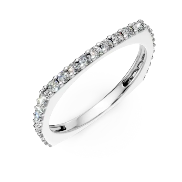 Inel semi eternity din aur alb cu zirconia