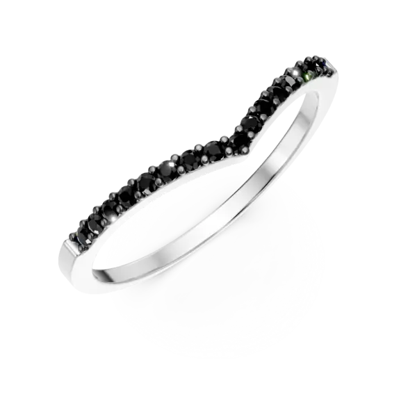 Inel semi eternity din aur alb cu zirconia microsetting