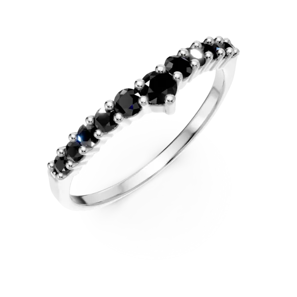 Inel semi eternity din aur alb cu zirconia microsetting