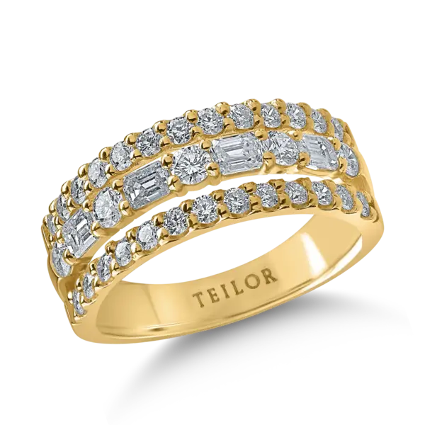 Inel semi eternity din aur galben cu diamante de 1.28ct