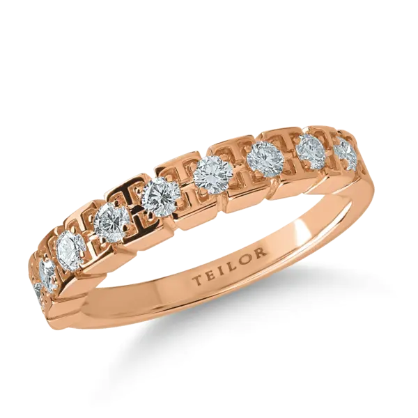 Inel semi eternity din aur roz cu diamante de 0.3ct