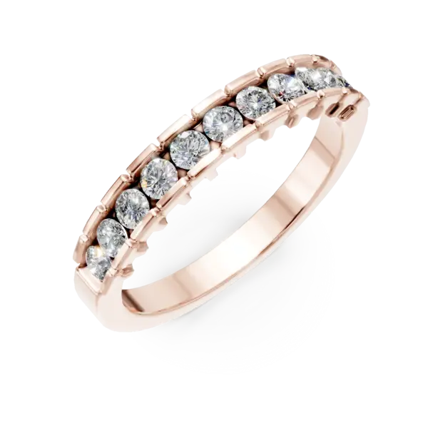 Inel semi eternity din aur roz cu diamante de 0.5ct