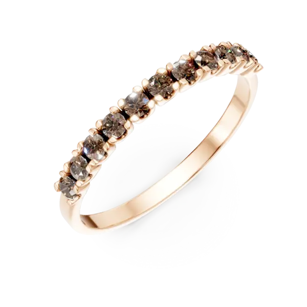 Inel semi eternity din aur roz cu diamante maro de 0.3ct