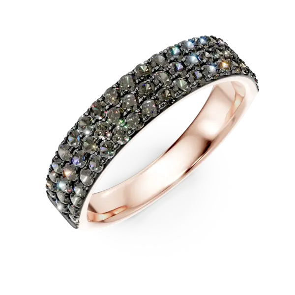 Inel semi eternity din aur roz cu diamante maro de 0.9ct