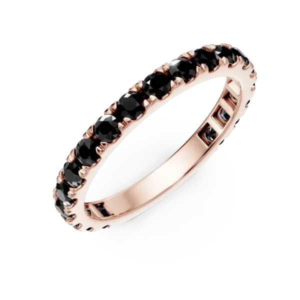 Inel semi eternity din aur roz cu diamante negre de 0.94ct