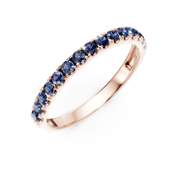Inel semi eternity din aur roz cu safire de 0.4ct