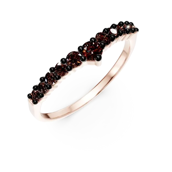 Inel semi eternity din aur roz cu zirconia microsetting