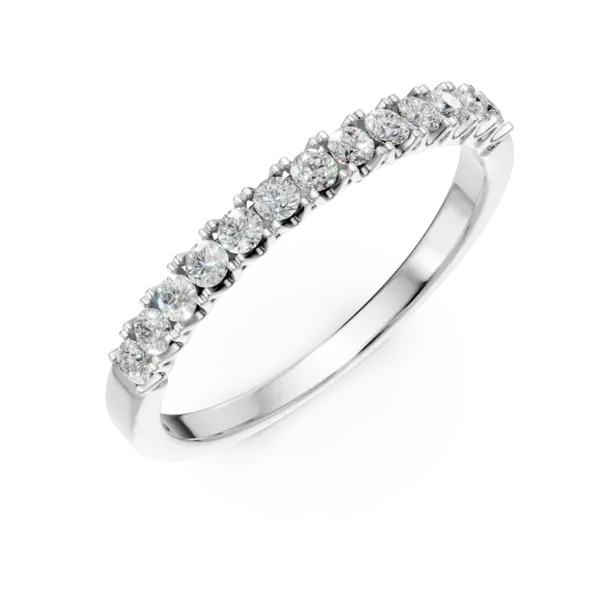 Inel semieternity din aur alb cu diamante de 0.2ct