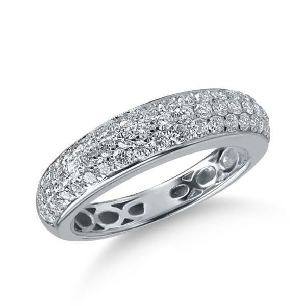 Inel semieternity din aur alb cu diamante de 0.9ct