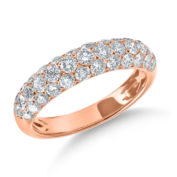 Inel semieternity din aur roz cu diamante de 1.4ct