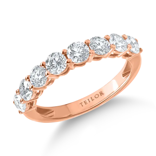Inel semieternity din aur roz cu diamante de 1.5ct