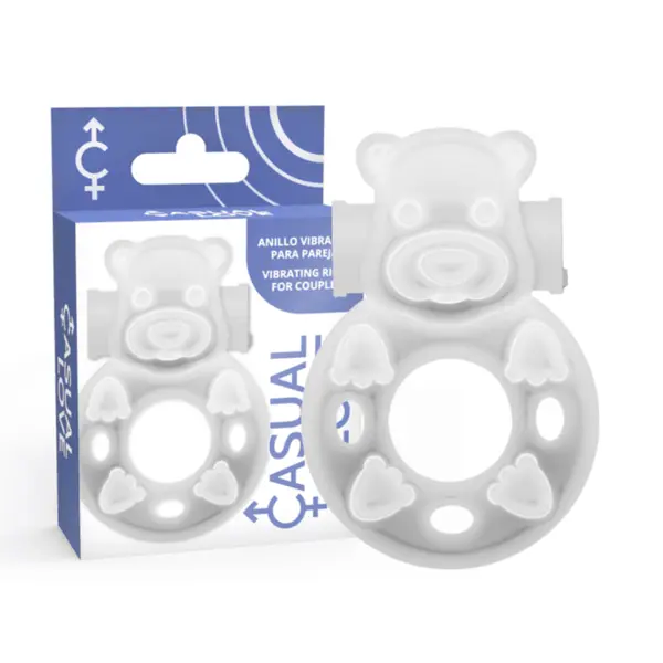 Inel vibrant Casual Love – Ring 26, din TPR flexibil, cu vibrații pentru stimulare clitoridiană, transparent