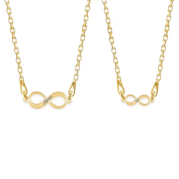 Ines - Set coliere personalizate infinit cu nume din argint 925 placat cu aur galben 24K