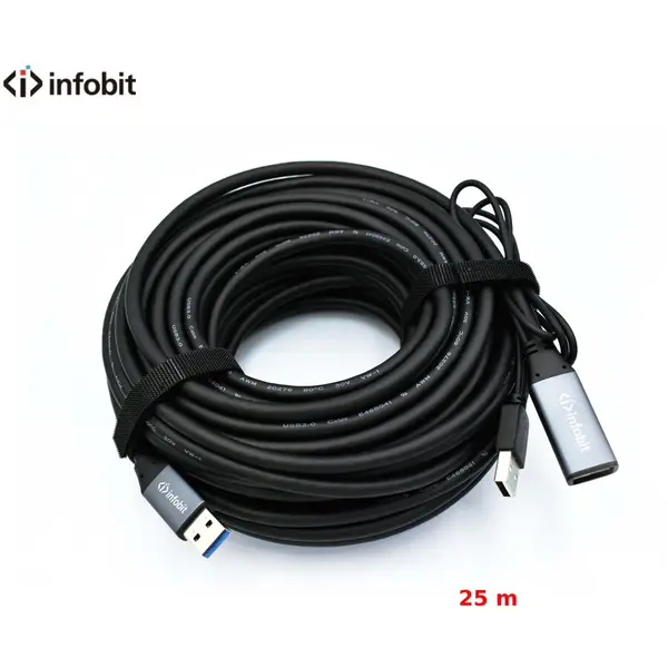 Infobit Cablu activ USB 3.0 de extensie AM/AF, Infobit iCable-USB-ACC25, 5Gbps, 25 m