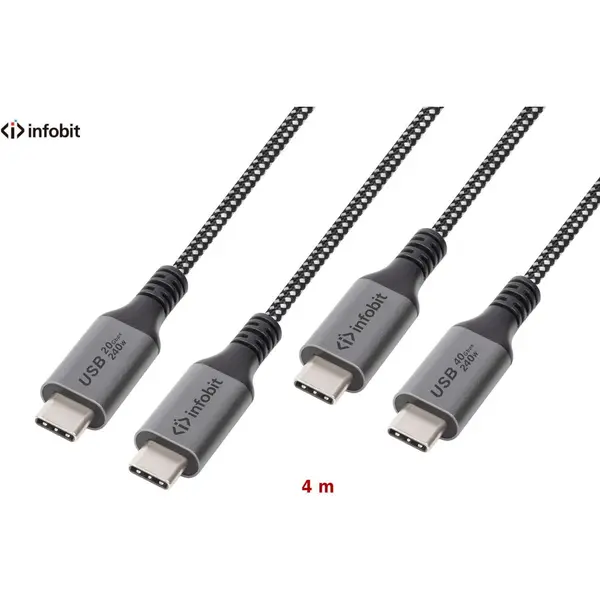 Infobit Cablu USB4 type C to C, Infobit iCable-U4-CC2040, 20Gbps, E-Marker, 4m