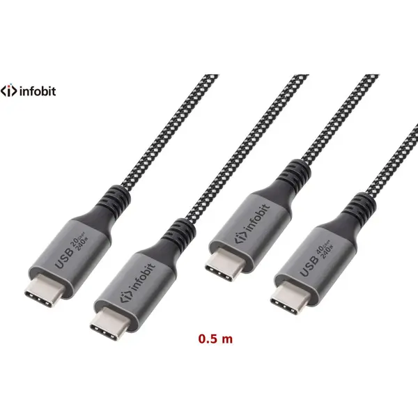 Infobit Cablu USB4 type C to C, Infobit iCable-U4-CC4005, 40Gbps, E-Marker, 0.5m