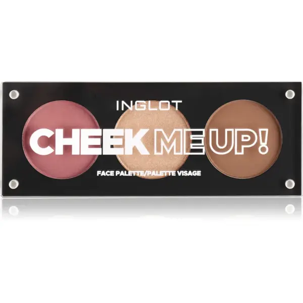Inglot Face Palette iluminator, pudră bronzantă și blush culoare Cheek Me Up! 7.2 g