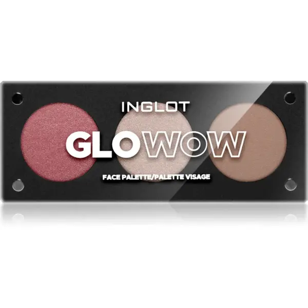 Inglot Face Palette iluminator, pudră bronzantă și blush culoare GLOWOW 7.2 g
