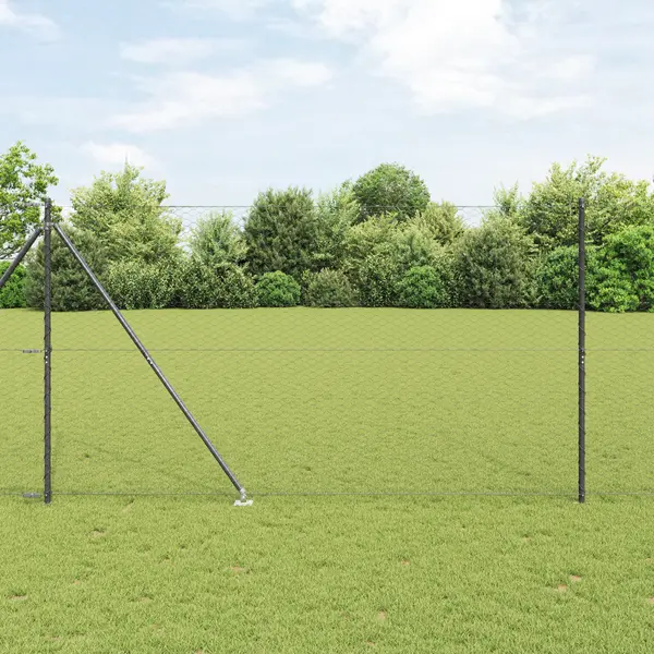 Ingraditura hexagonala Gossi gri 1.6x10 m otel, stalpi de ingraditura Gossi cu varf 7 buc Ø32 mm 180 cm otel galvanizat