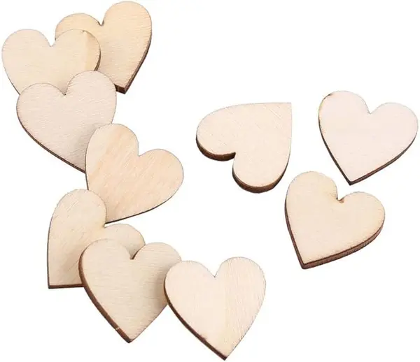 Inimioare din lemn pentru activitati crafts,natur,2x2 cm,50 bucati