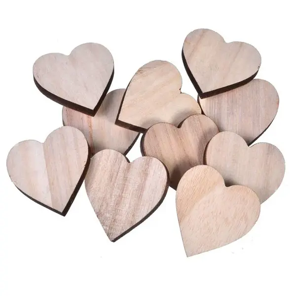 Inimioare din lemn pentru activitati crafts,natur,5x5x0.6 cm,17 bucati