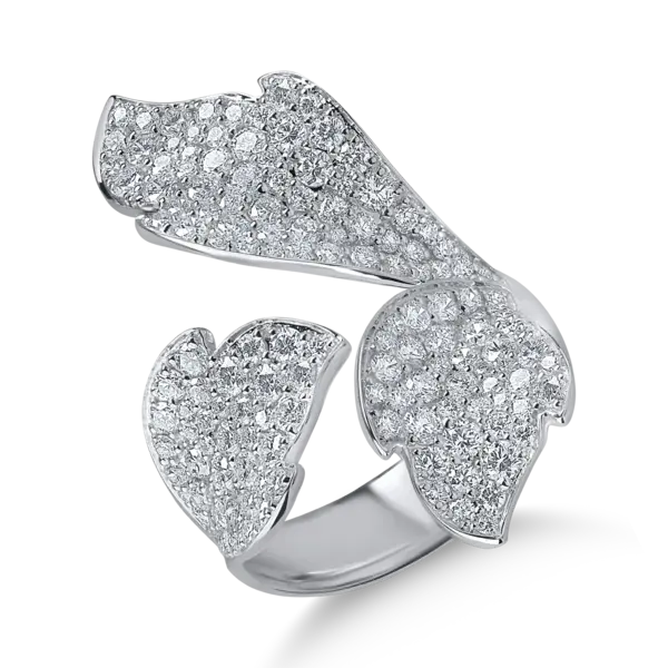 Inle floral din aur alb cu diamante de 1.94ct