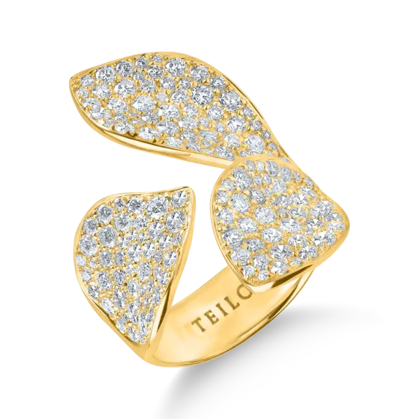 Inle floral din aur galben cu diamante de 2.24ct