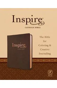 Inspire Catholic Bible NLT (Leatherlike, Dark Brown): The Bible for Coloring & Creative Journaling - Tyndale