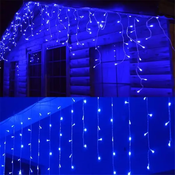 Instalatie perdea ploaie 8m lungime x 1m inaltime, 320 LED-uri, albastra, interconectabila,