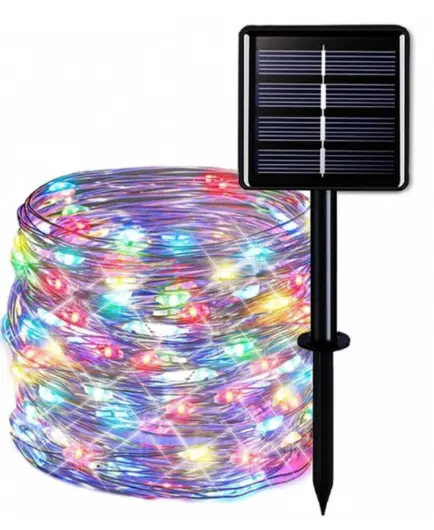 Instalatie solara 30 metri cu 300 LED fir CUPRU telecomanda MULTICOLOR 1500 21