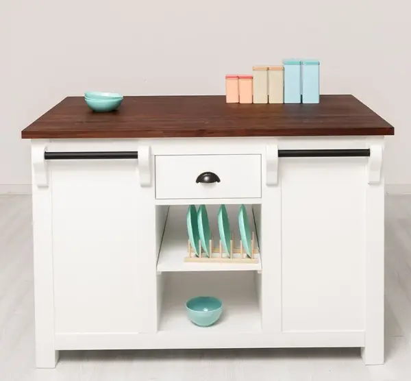 Insula de bucatarie cu finisaj Signal White Antic / Rosewood Brown