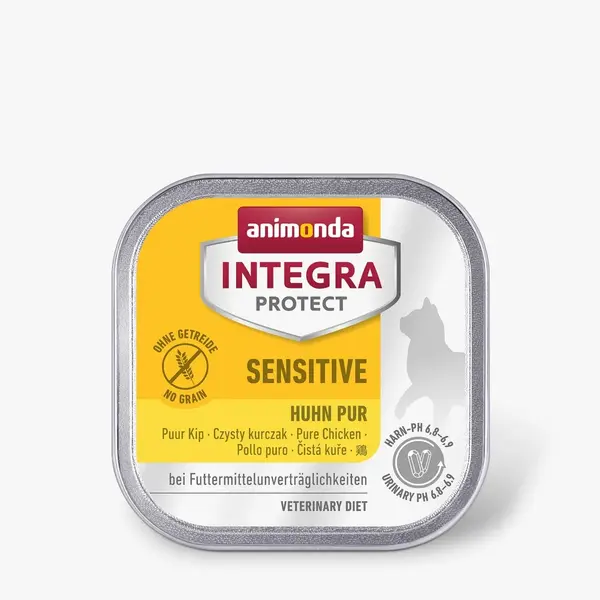 INTEGRA PROTECT Sensitive, Pui, dietă veterinară, tăviță hrană umedă monoproteică fără cereale pisici, alergii, sistem digestiv, (în aspic), 100g