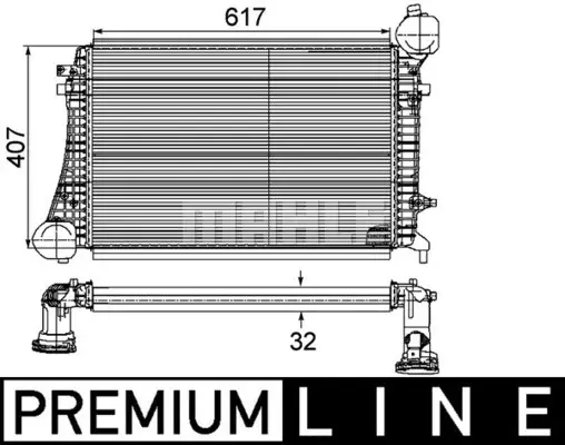 Intercooler potrivit AUDI A3; SEAT ALTEA, ALTEA XL, LEON, TOLEDO III; SKODA OCTAVIA II, SUPERB II; VW CADDY III, CADDY III MINIVAN, EOS, GOLF PLUS V, GOLF V, JETTA III, TOURAN 1.9D 2.0D 10.04-