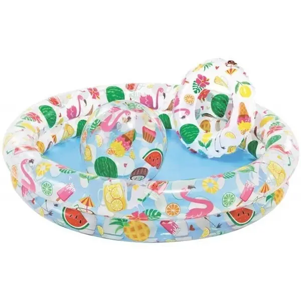 Intex Set piscina gonflabila cu Colac si Minge, Intex, 59460, 122 x 26 cm, Multicolor