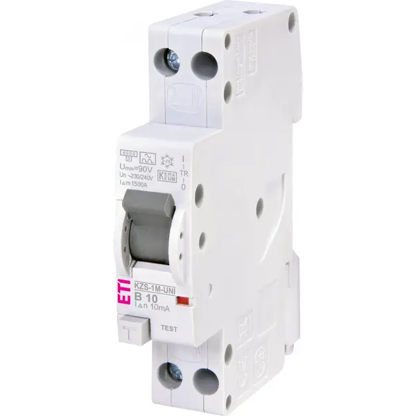 Intrerupator automat cu diferential RCBO 1P+N 10A/10mA, curba B, tip A, 6kA Eti 002176002
