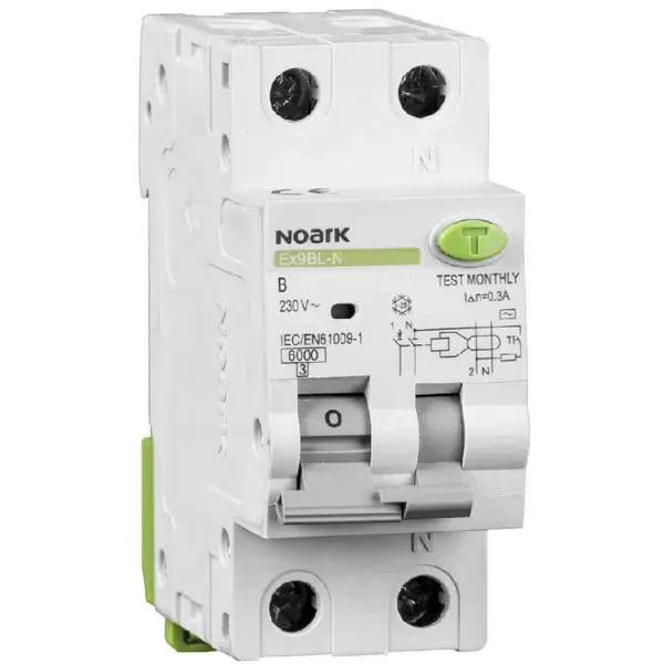 Intrerupator automat cu diferential RCBO Ex9BL-N 1P+N 25A/30mA, tip AC, curba B, 6kA Noark 107624