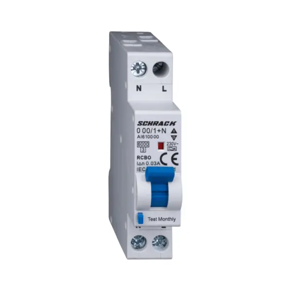 Intrerupator automat diferential, 1P+N, 6kA, B 20 003A, tip A, 1 modul, SCHRACK AI618520