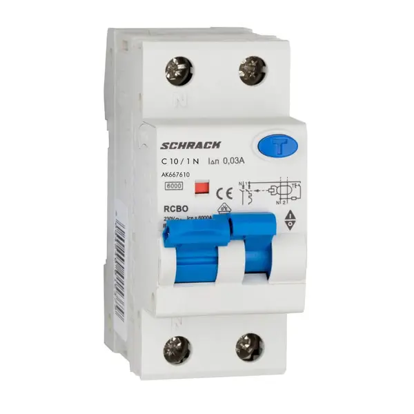 Intrerupator automat diferential AMPARO, 6kA, 1P+N, C 10A, 30mA, tip A, SCHRACK AK667610
