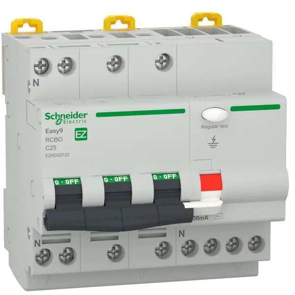 Intrerupator automat diferential RCBO Easy9 3P+N 25A/30mA 4500 AC Schneider EZ9D32725