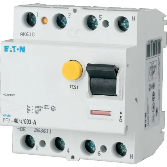 Intrerupator automat diferential RCCB PF7-80/4/003-DE 4P 80A/30mA tip AC Eaton 263594
