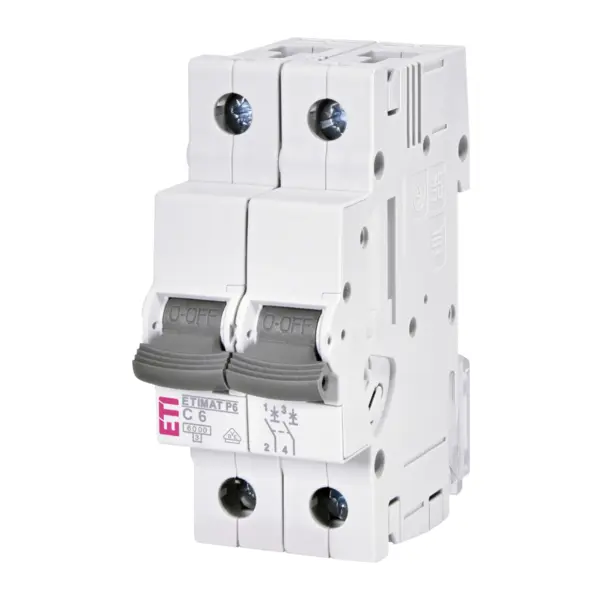 Intrerupator automat ETIMAT P6 2P C6 curba C 6A 50 60Hz 001900227