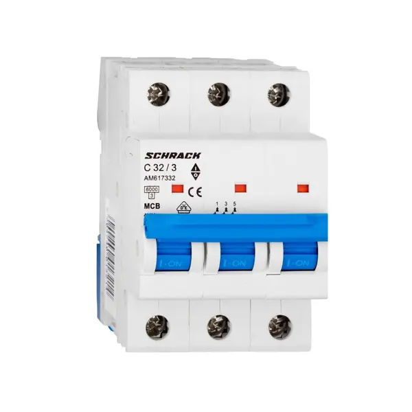 Intrerupator automat modular (MCB) AMPARO 6kA, C 32A, 3 poli, SCHRACK AM617332