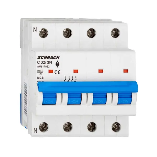 Intrerupator automat modular (MCB) AMPARO 6kA, C 32A, 3P+N, SCHRACK AM617832