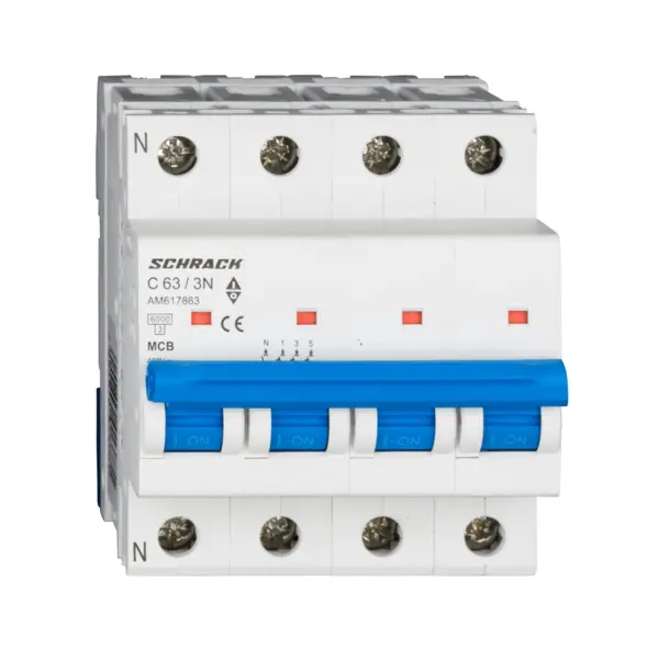 Intrerupator automat modular (MCB) AMPARO, 6kA, C 63A, 3P+N, SCHRACK AM617863