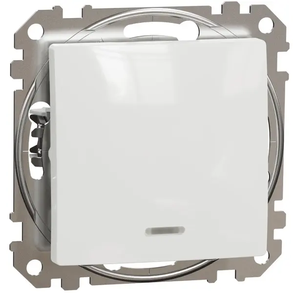 Intrerupator cap cruce indicator luminos albastru Schneider Sedna Design SDD111107L, alb