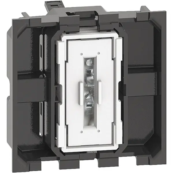Intrerupator cap-scara, borne automate, iluminabil 2M Bticino Living Now K4003M2A, alb, negru