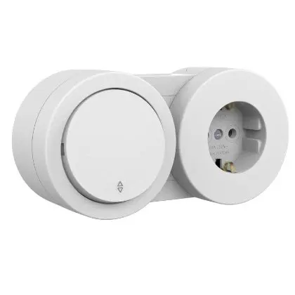Intrerupator Cap Scara si Priza Schuko PT xOne Ovivo OV00881, 10A, 250V, IP20, gri