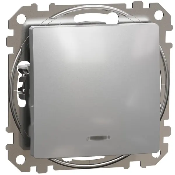 Intrerupator cruce indicator luminos, Schneider, SDD113107L, Sedna Design, aluminiu